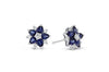 18K White Gold Sapphire &amp; Diamond Flower Earrings, 2.26 Carats