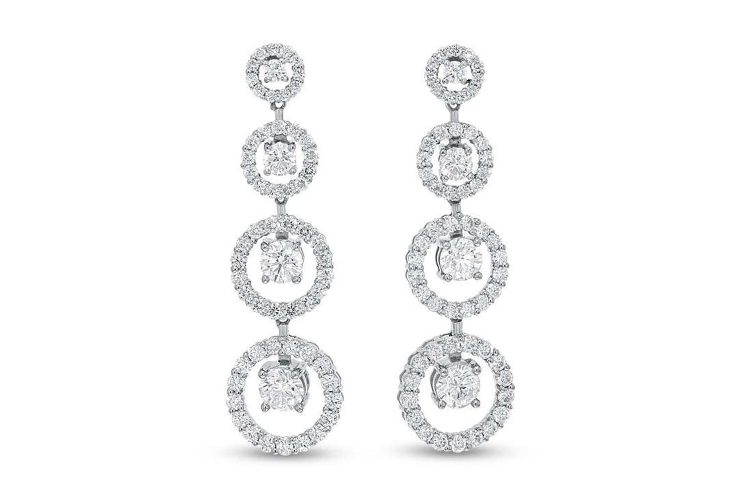 'Joanne' 18K White Gold Diamond Earrings, 4.32 Carats