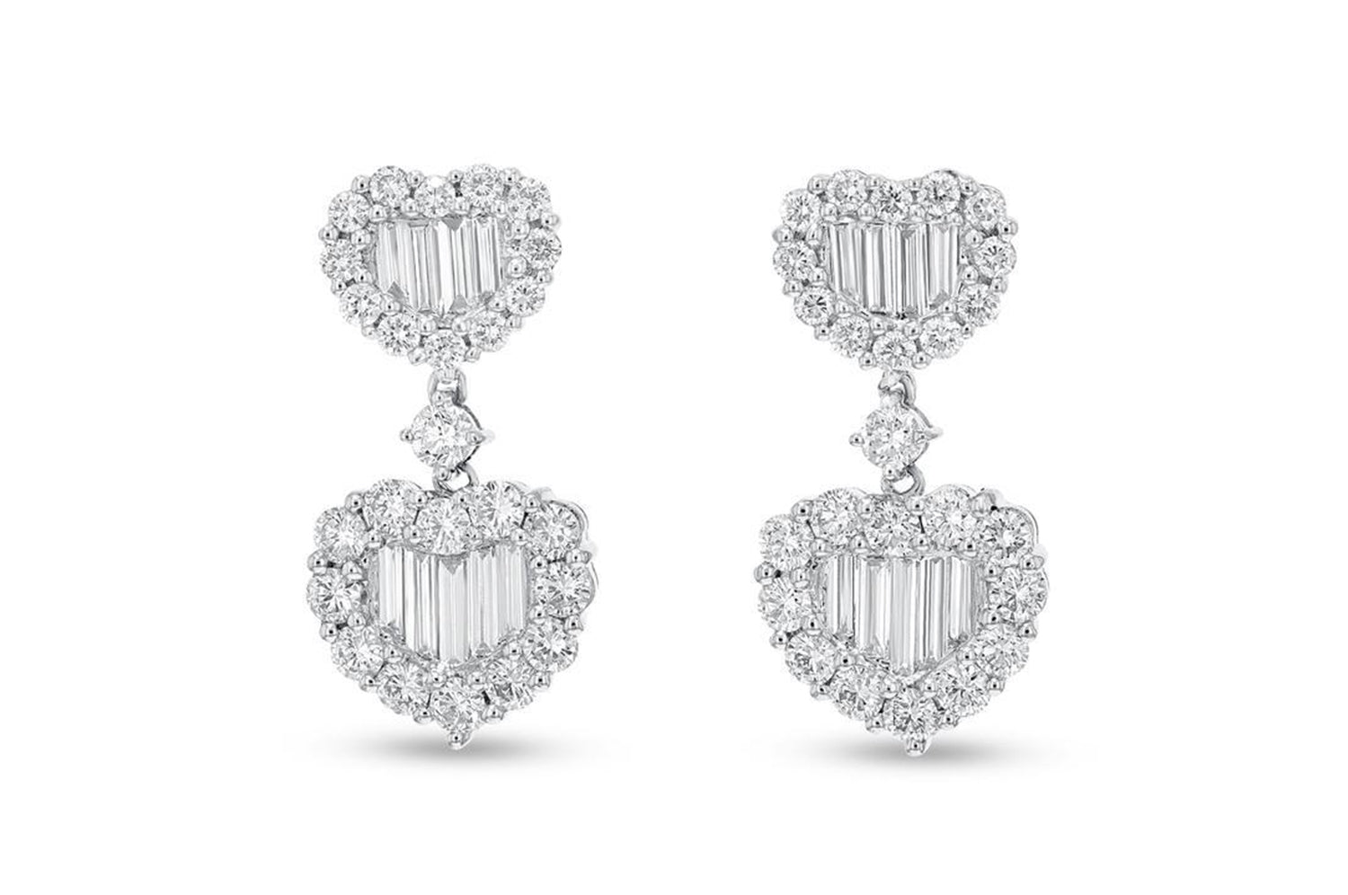 'Hearts Among Us' 18K White Gold Diamond Earrings, 2.77 Carats