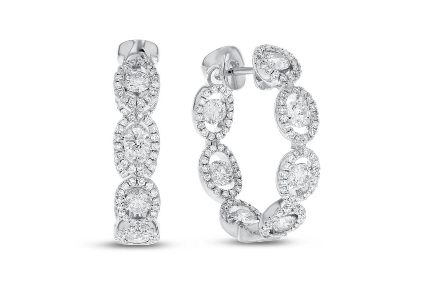 'Mila' 18K White Gold Diamond Hoops, 1.97 Carats