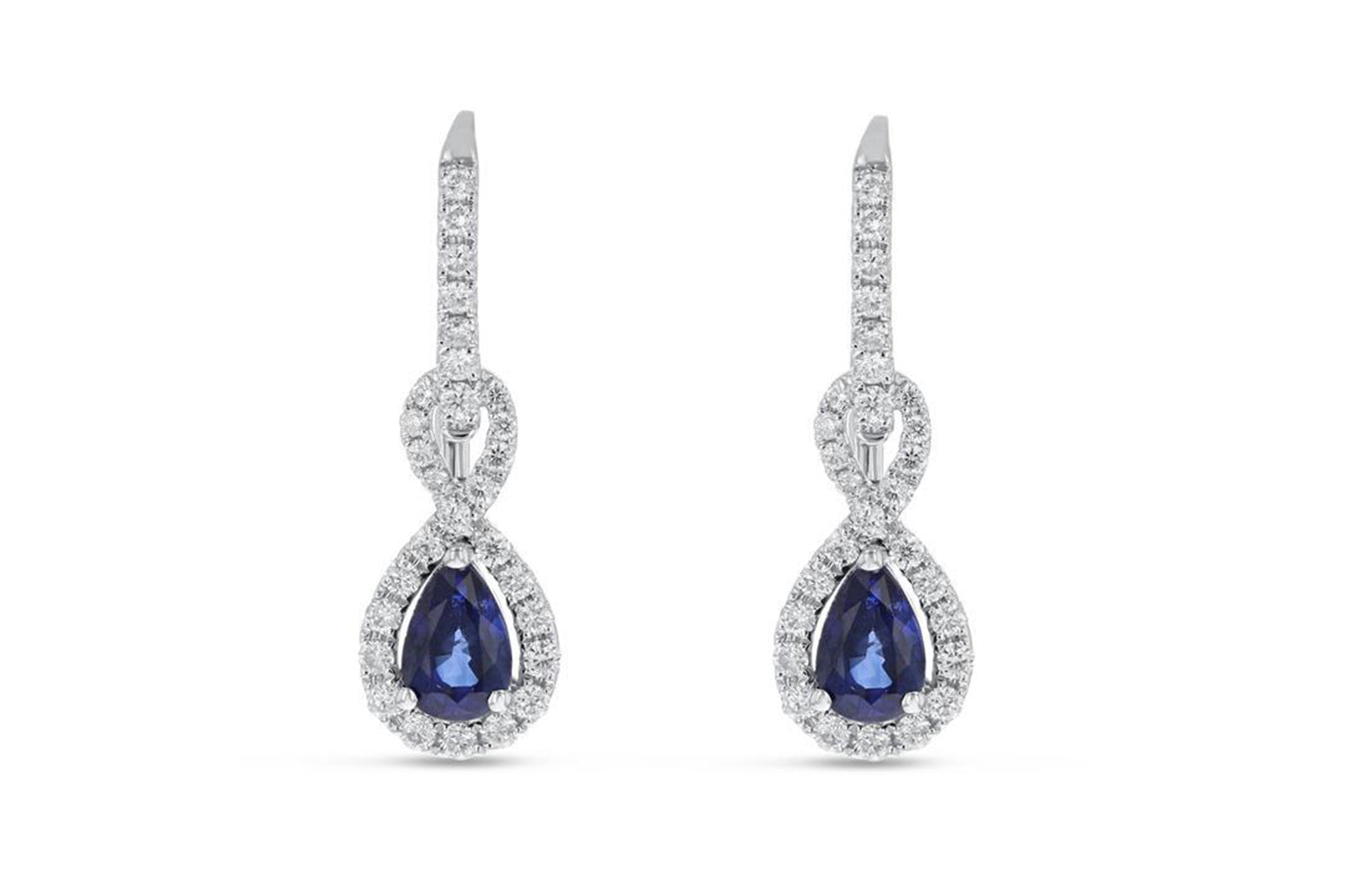 18K White Gold Sapphire & Diamond Earrings, 1.55 Carats