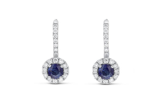 18K White Gold Sapphire & Diamond Earrings, 1.21 Carats