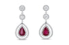 18K White Gold Ruby &amp; Diamond Earrings, 3.26 Carats