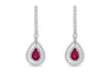 18K White Gold Ruby &amp; Diamond Earrings, 1.63 Carats