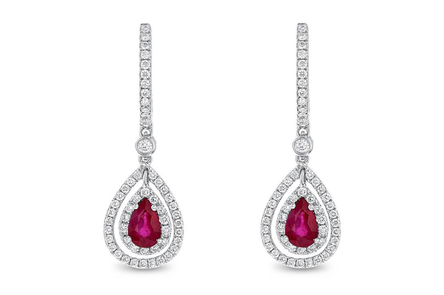 18K White Gold Ruby & Diamond Earrings, 1.63 Carats