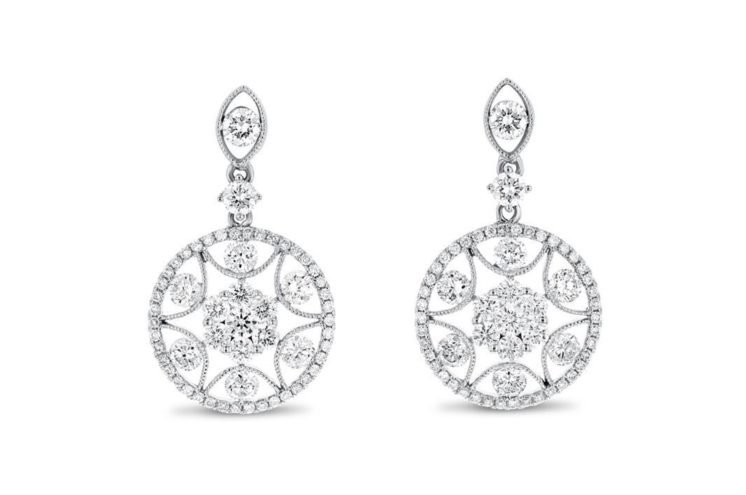 'Celeste' 18K White Gold Diamond Earrings, 1.04 Carats