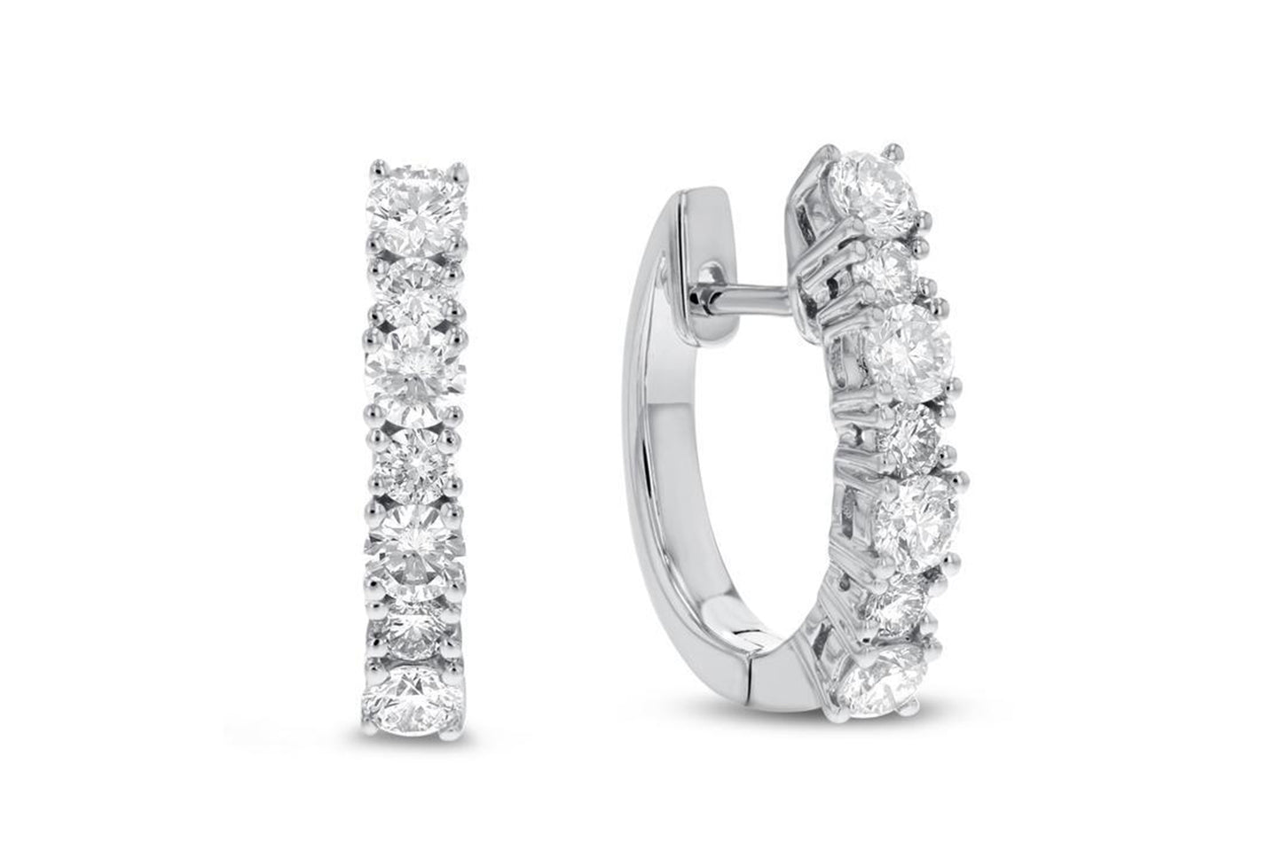 Huggie Earrings18K White Gold, 0.88 Carats