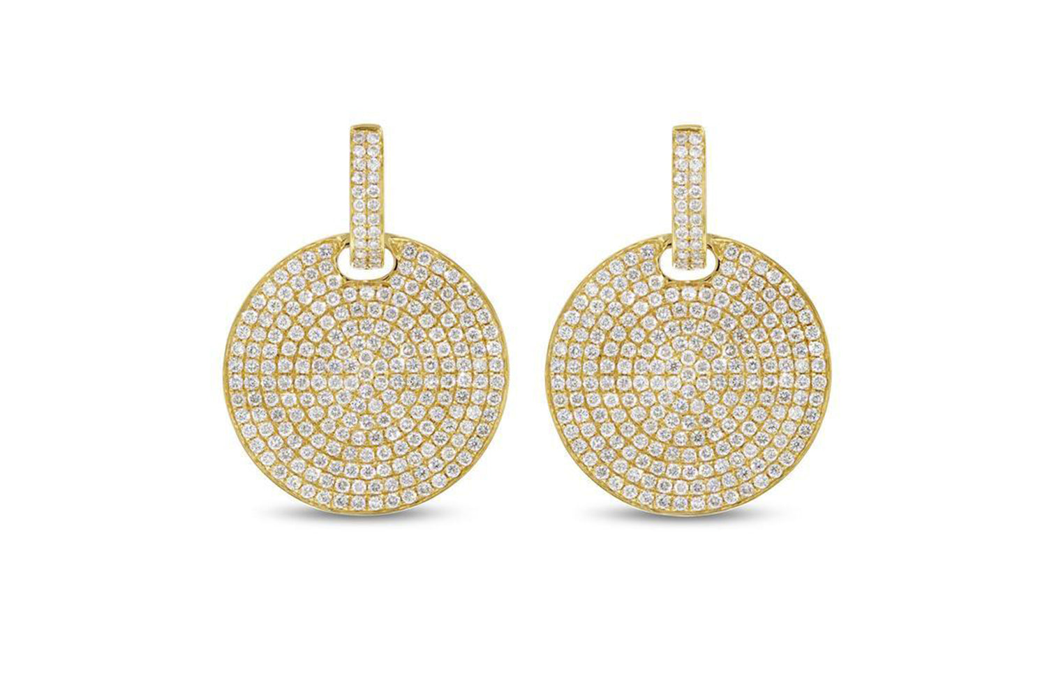 18K Yellow Gold 'Loren' Diamond Earrings, 4.08 Carats