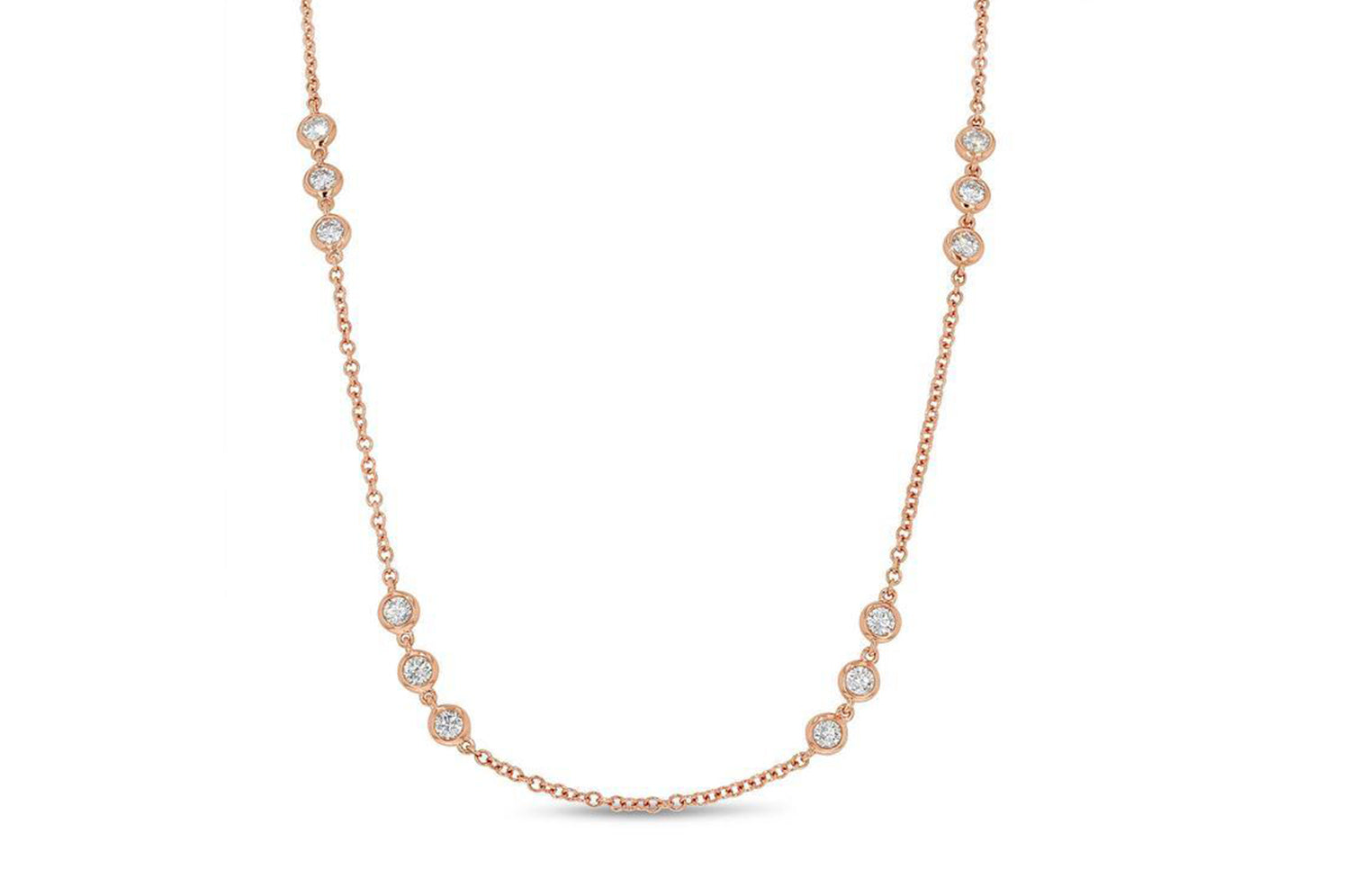 'Marie' 18K Rose Gold Diamond Necklace, 1.77 Carats