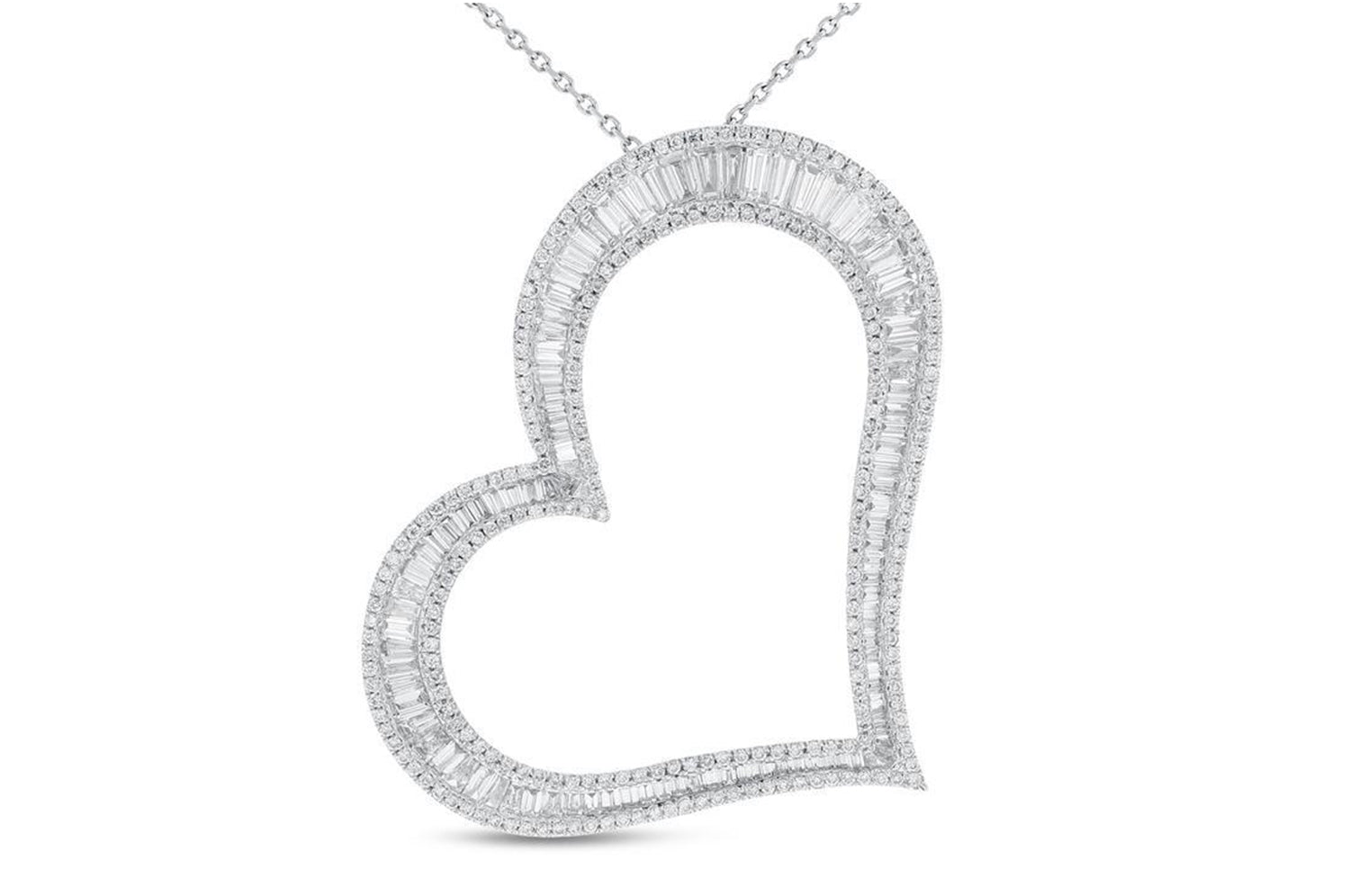 'Heart Pendant' 18K White Gold Diamond Heart Pendant, 5.99 Carats