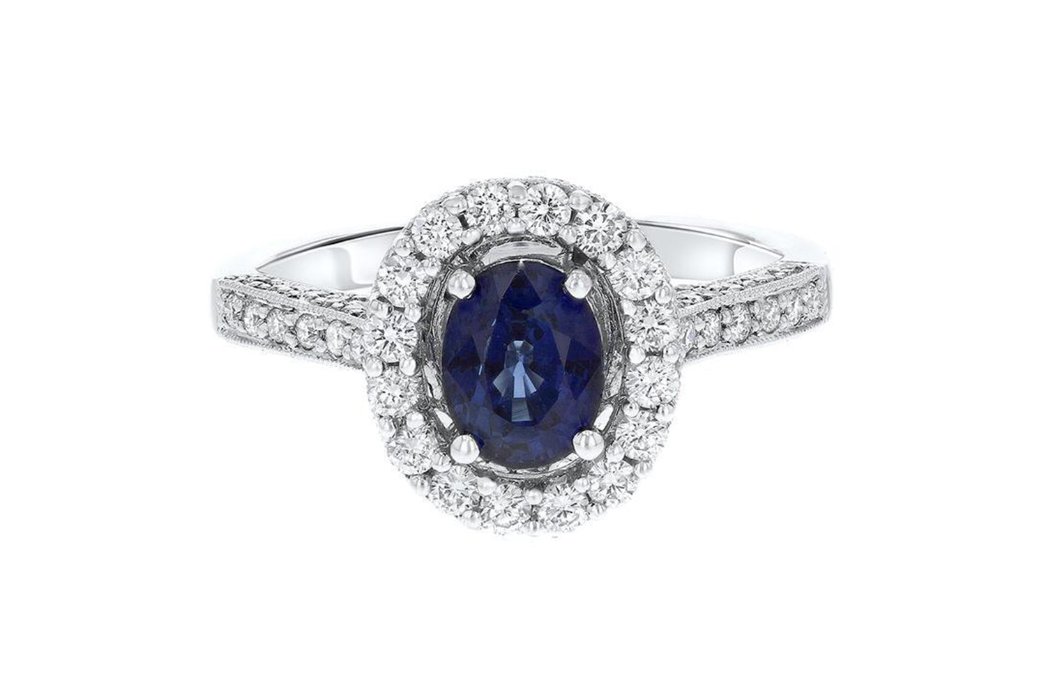 Sapphire Engagement Ring,18K White Gold Diamond & 2.00 Carats