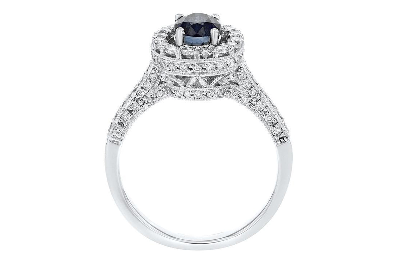 Sapphire Engagement Ring,18K White Gold Diamond & 2.00 Carats