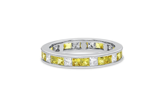 18K White Gold Yellow Sapphire & Diamond Ring, 1.26 Carats