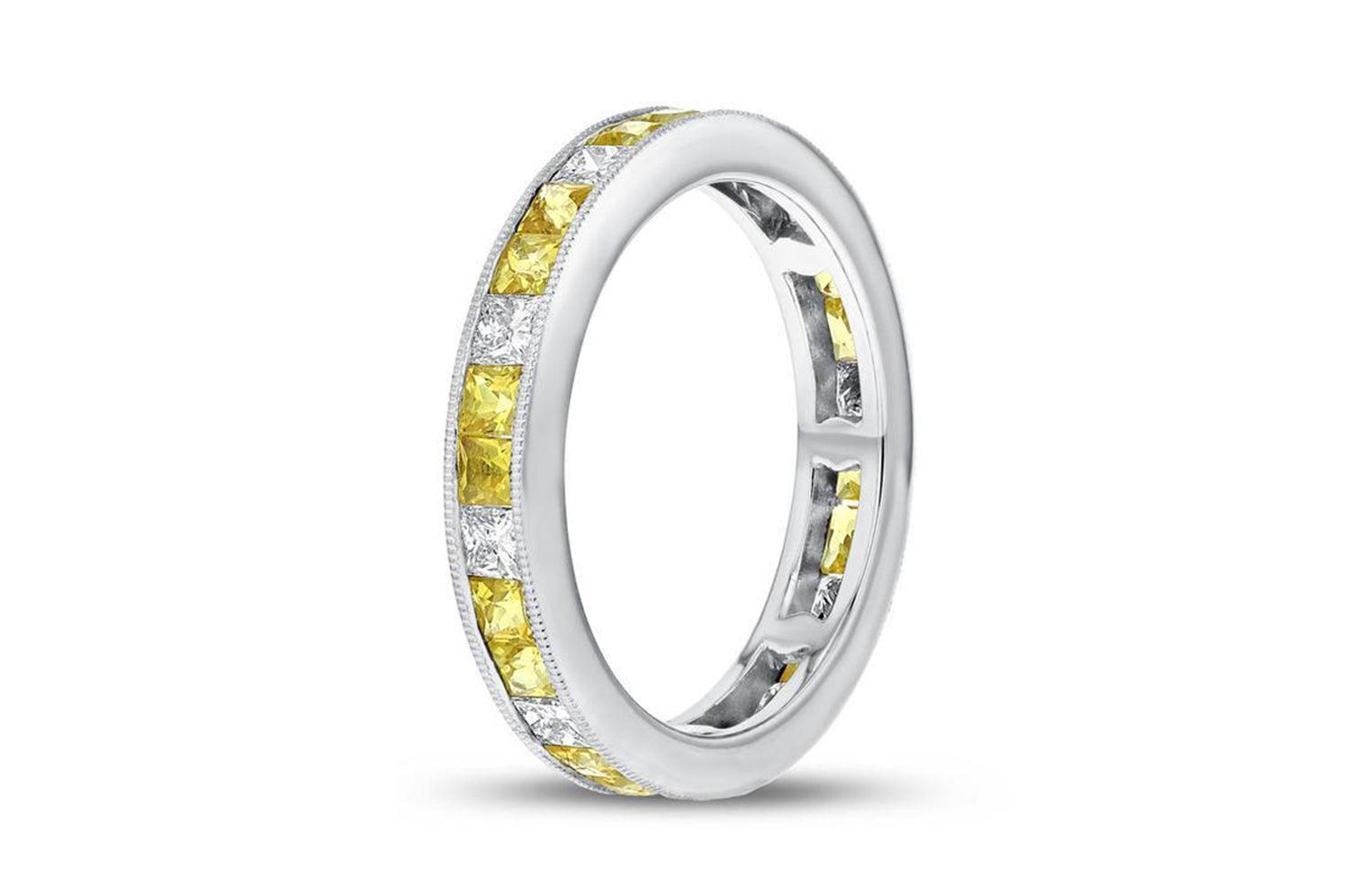 18K White Gold Yellow Sapphire & Diamond Ring, 1.26 Carats
