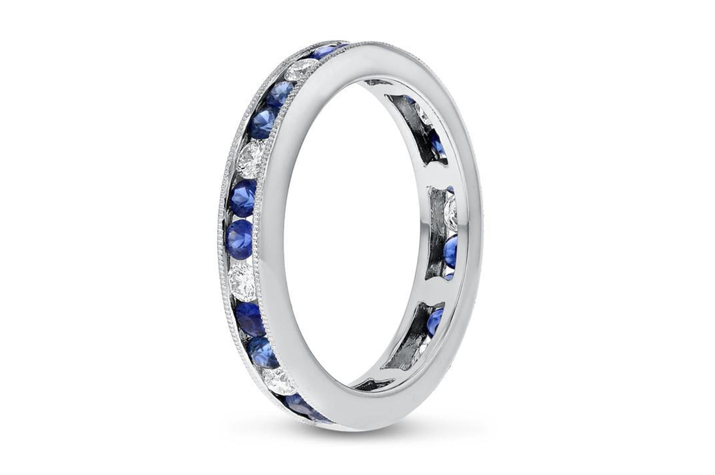 18K White Gold Diamond & Sapphire Ring, 1.36 Carats