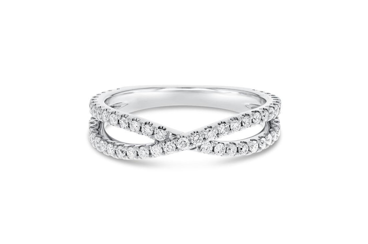 'Cris' 18K White Gold  Criss Cross Ring, 0.54 Carats