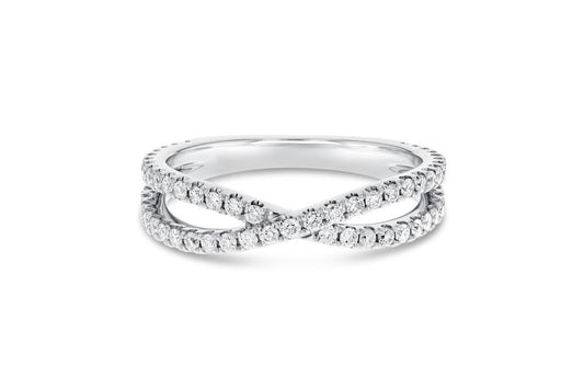 'Cris' 18K White Gold  Criss Cross Ring, 0.54 Carats