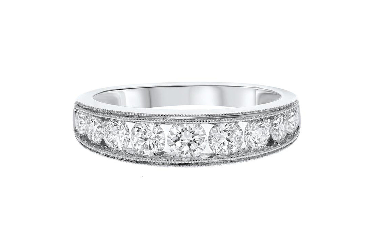 18K White Gold Diamond Wedding Band, 1.05 Carats