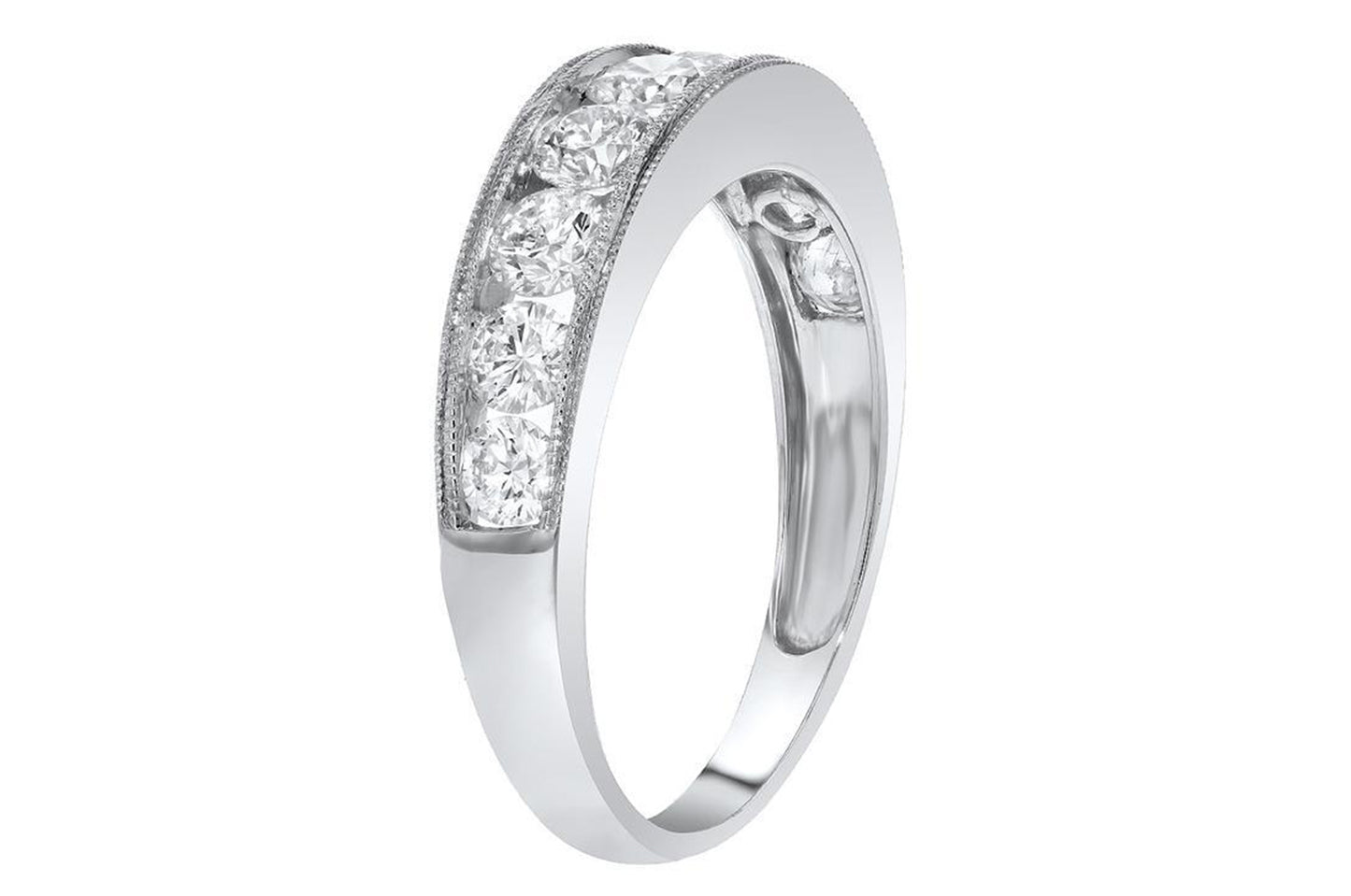 18K White Gold Diamond Wedding Band, 1.05 Carats