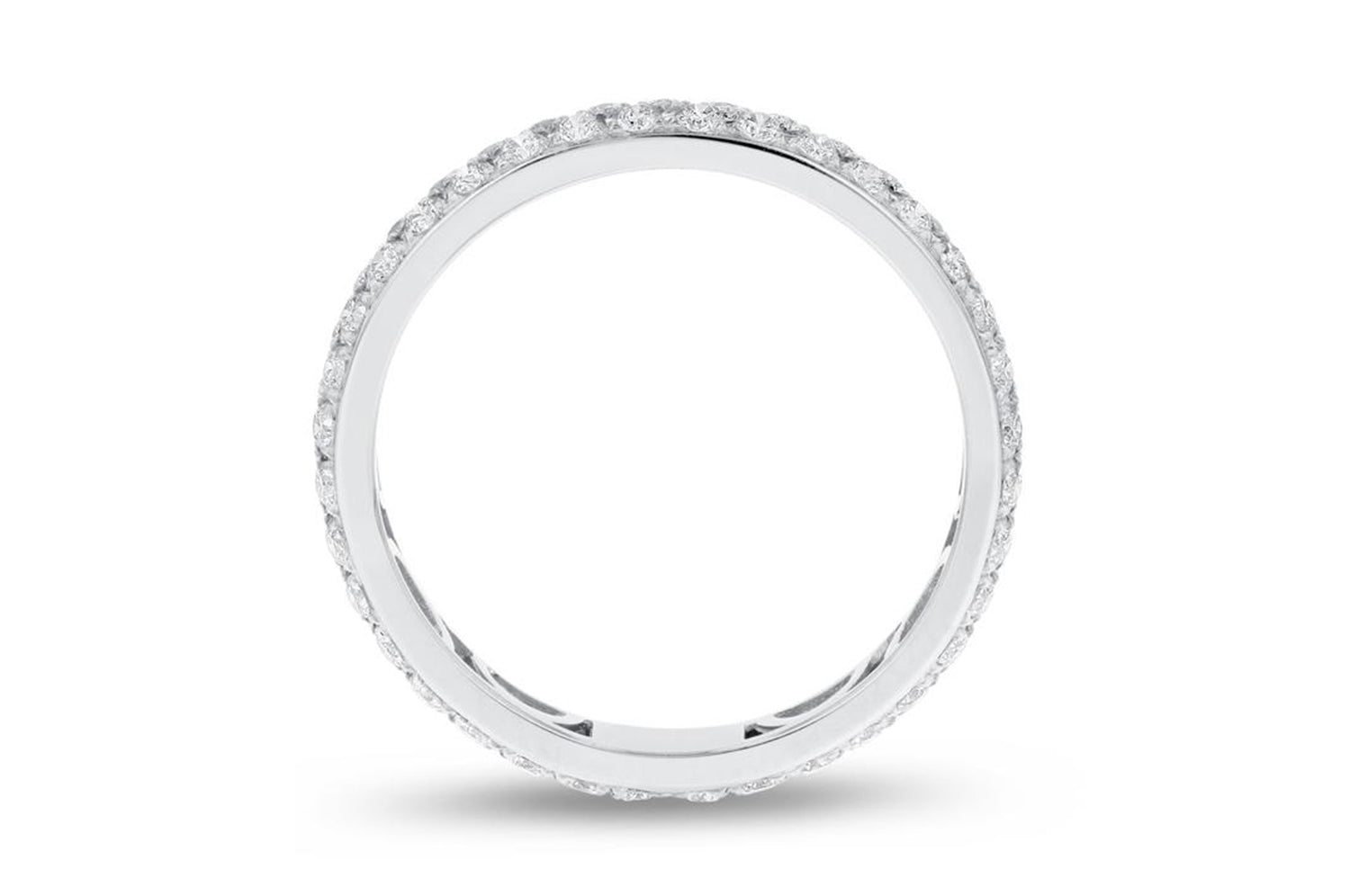 Diamond White Gold 2 Row Micropave Eternity Band, 0.84 Carats