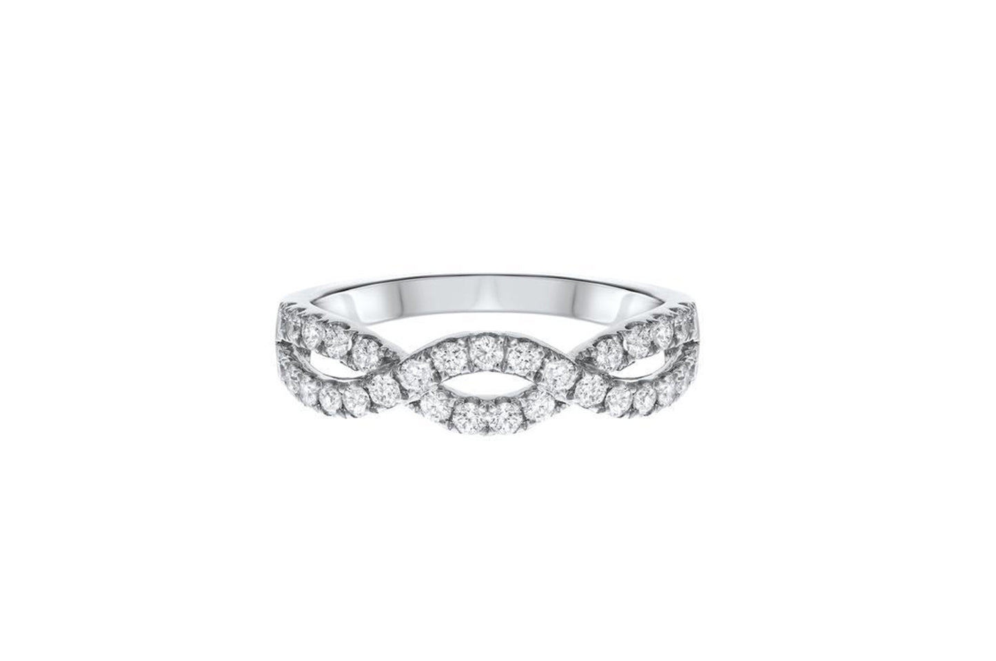 'Braided' 18K White Gold Diamond Wedding Band, 0.61 Carats