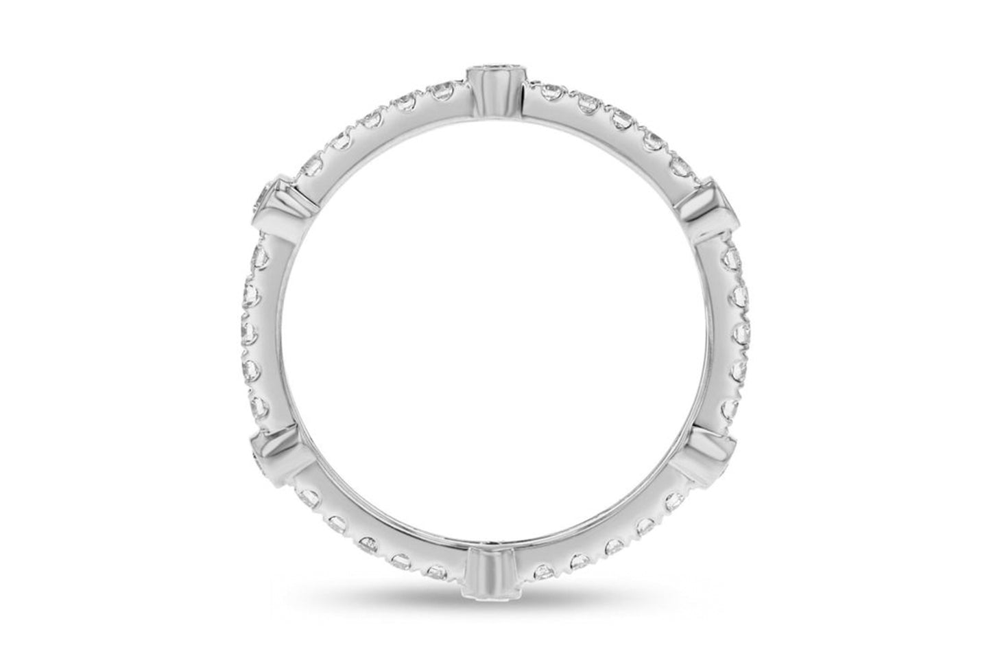 18K White Gold Diamond Wedding Band, 0.79 Carats