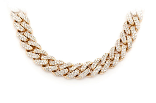 12mm Diamond Miami Cuban Necklace 14k   24.30ctw