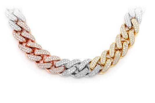 12mm Diamond Miami Cuban Necklace 14k   17.28ctw