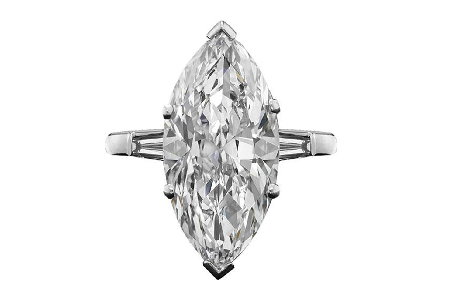 Breathtaking Marquise Engagement Ring with Tapered Baguettes