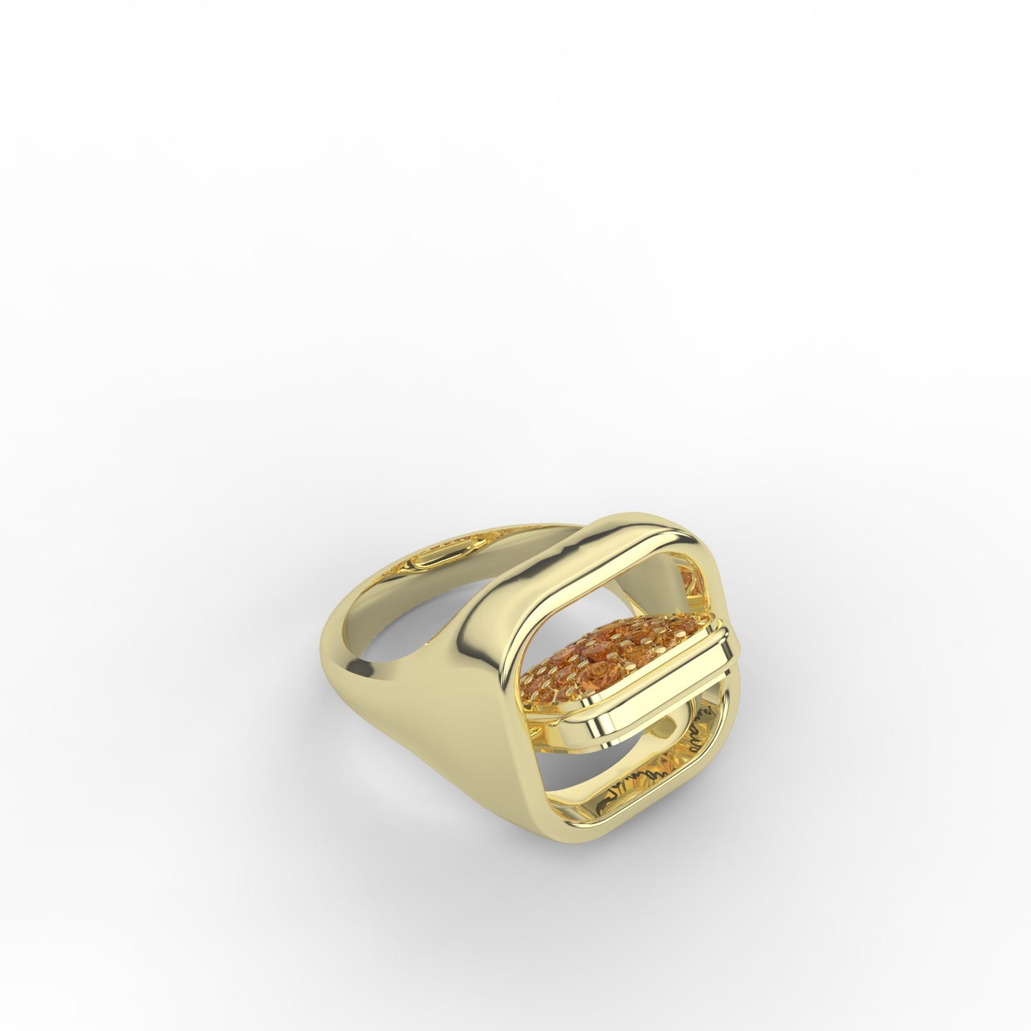 ‘Maintenant ou Jamais’ 'Now or Never'  Diamond & Orange Sapphire Pave Flip Ring