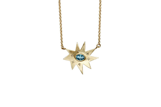 Gold Stella Necklace: Blue Topaz- Emily Kuvin