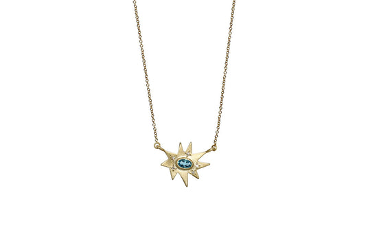 Gold Stellina Necklace: Blue Topaz- Emily Kuvin