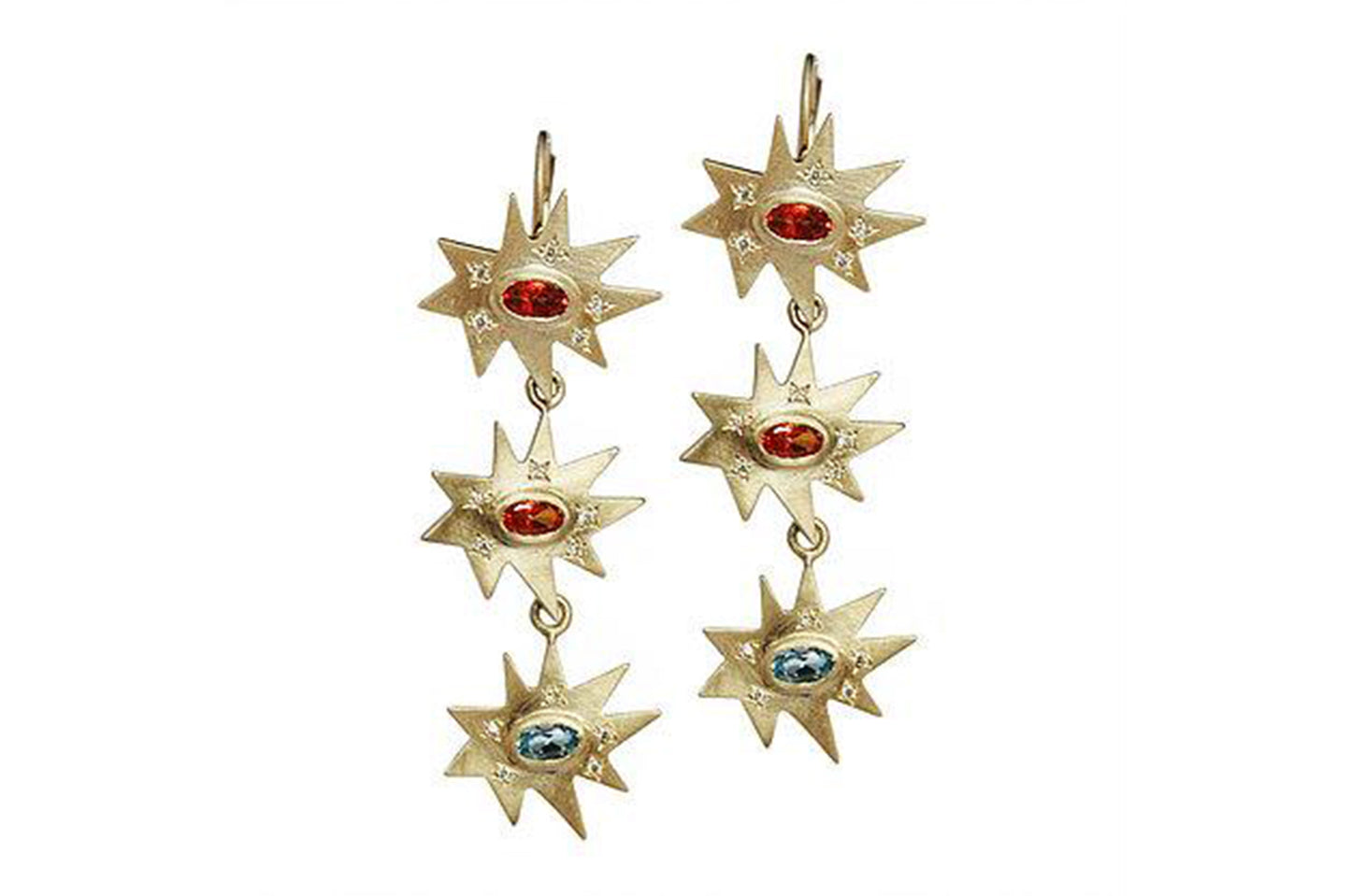 Gold Triple Stellina Earrings: Topaz- Emily Kuvin