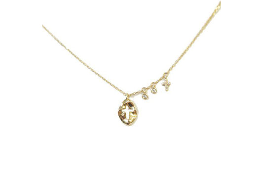 14kt Gold Leaf with Open Cross