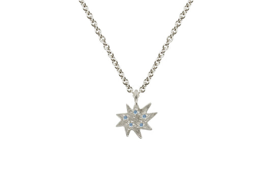 Mini Stella Silver Single Necklace with Blue Topaz- Emily Kuvin
