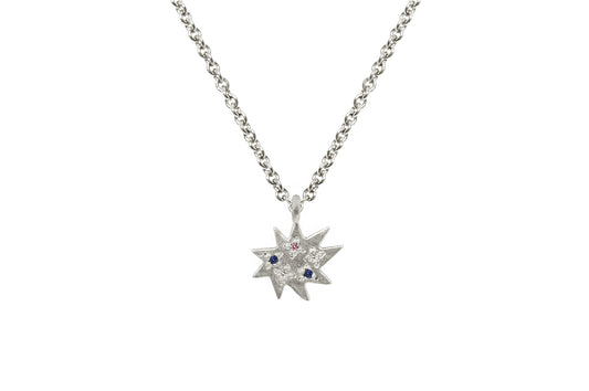 Mini Stella Silver Single Necklace with Multi-Stones- Emily Kuvin