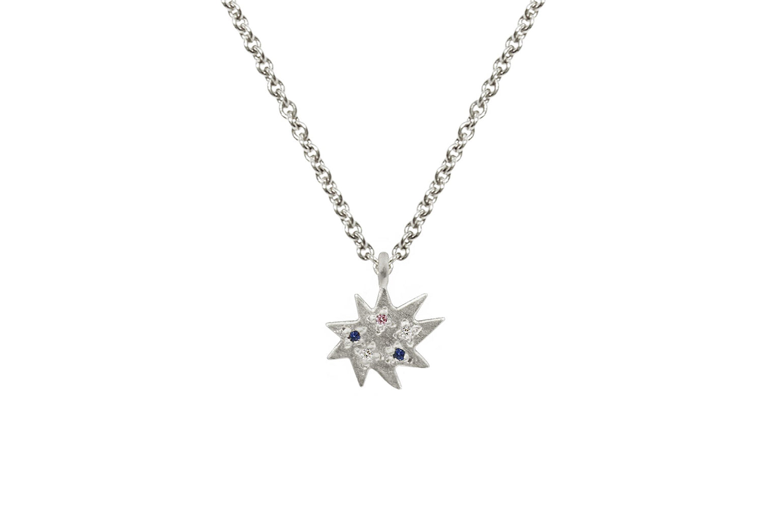 Mini Stella Silver Single Necklace with Multi-Stones- Emily Kuvin