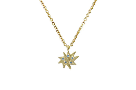 Mini Stella Gold  Single Necklace with Blue Topaz- Emily Kuvin
