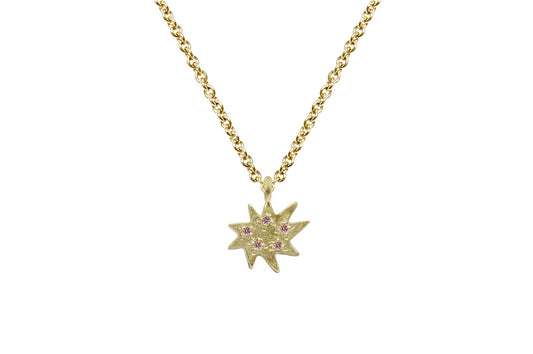 Mini Stella Gold  Single Necklace with Pink Sapphire- Emily Kuvin