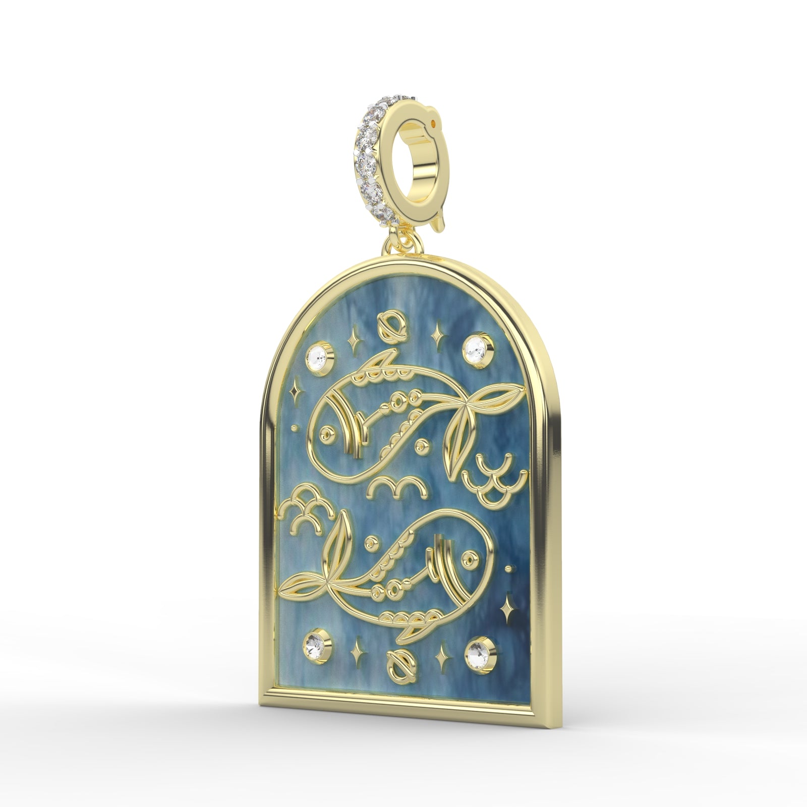 ‘12ème Maison’ Twelfth House Zodiac Ombre Enamel Bezel Diamond with Pave Enhancer