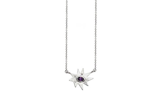 Silver Stellina Necklace: Amethyst- Emily Kuvin