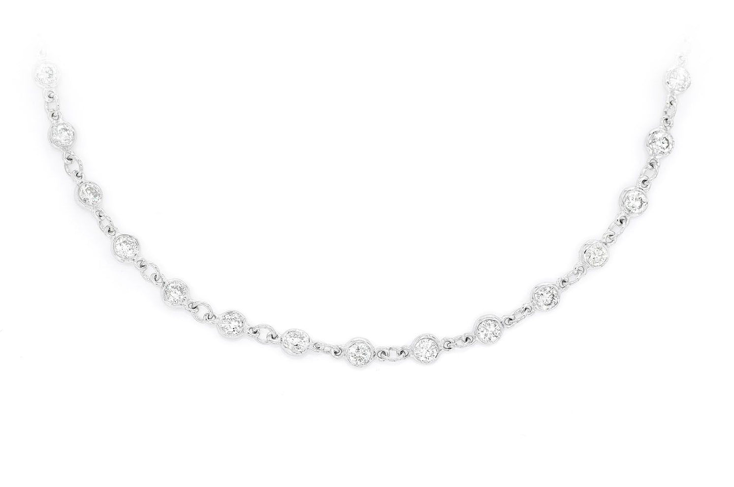 Eternity Round Bezel Set Necklace 14k   3.75ctw