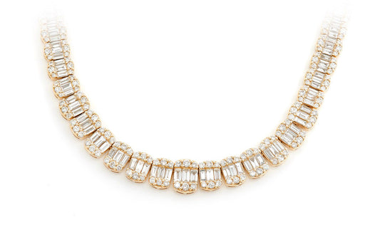 Graduated Oval Baguette Necklace 14k   21.90ctw