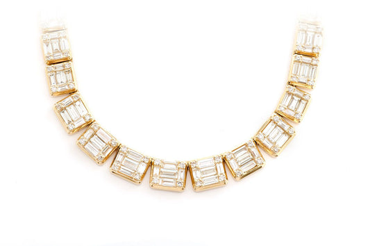Graduated Square Baguette Necklace 14k   17.75ctw