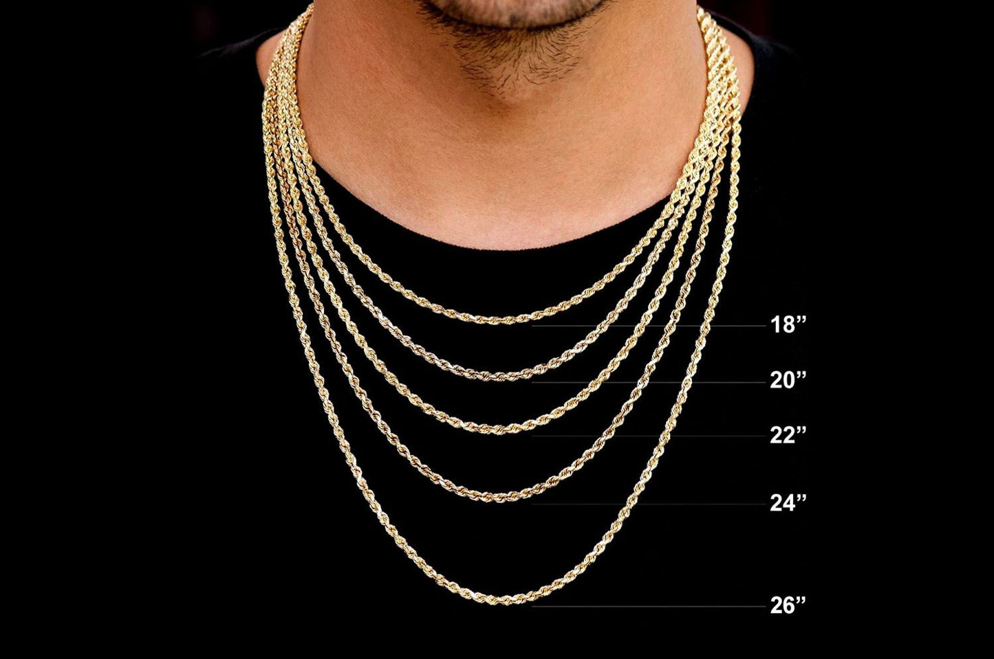 2mm Rope 14k   Chain