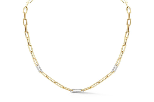 Diamond Link Gold Paperclip Necklace